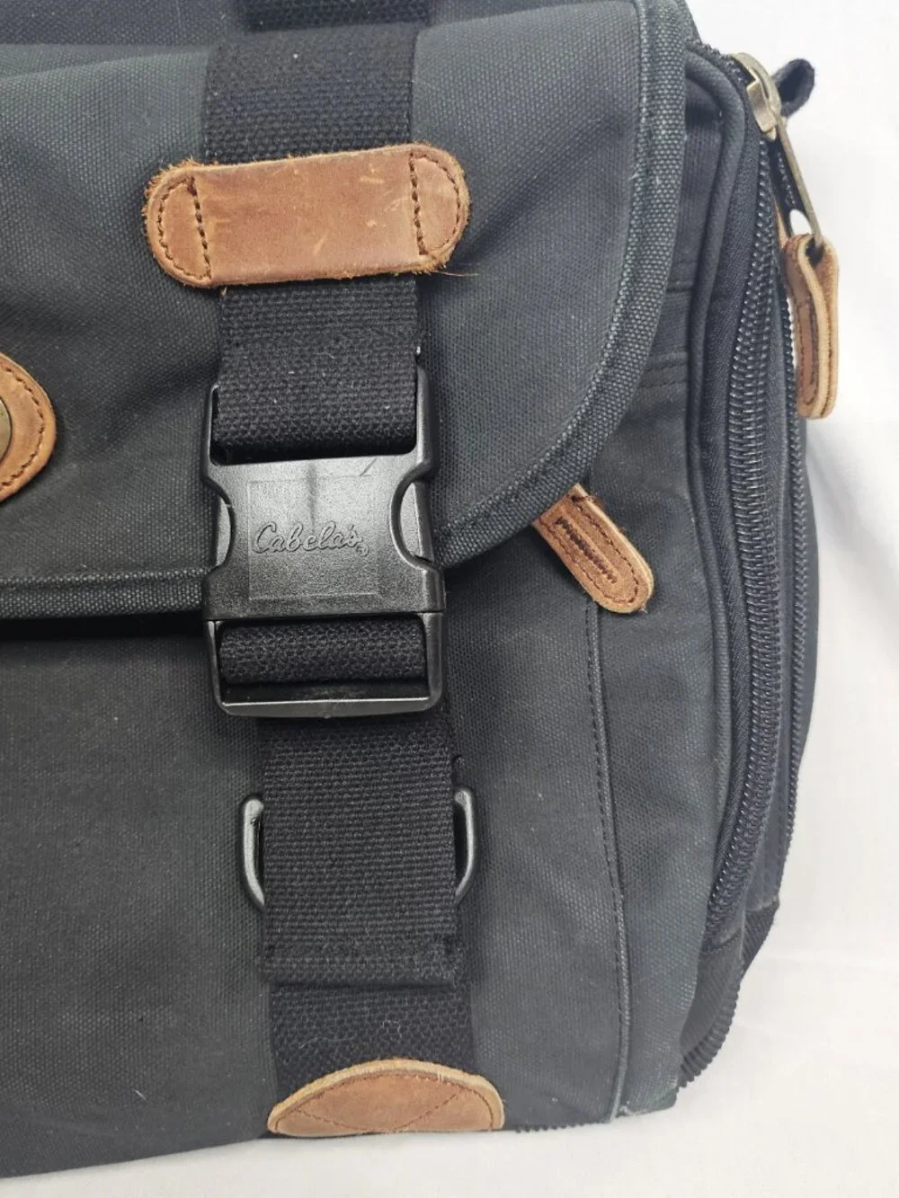 Cabela's | Canvas Leather Messenger Laptop Travel Bag | Black